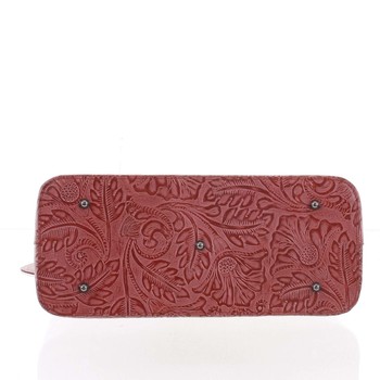 Velká dámská kožená kabelka červená se vzorem - ItalY Afrodite