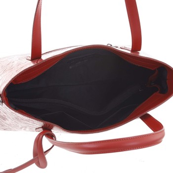 Velká dámská kožená kabelka červená se vzorem - ItalY Afrodite