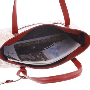 Velká dámská kožená kabelka červená se vzorem - ItalY Afrodite