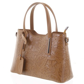 Originální dámská kožená kabelka světle hnědá - ItalY Zaira