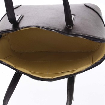 Elegantní dámská kožená kabelka černá - ItalY Aella