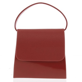 Luxusní dámské psaníčko/kabelka lakované červené se vzorovanou klopou - Delami Viseria
