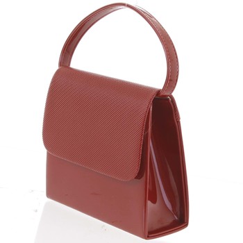 Luxusní dámské psaníčko/kabelka lakované červené se vzorovanou klopou - Delami Viseria