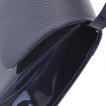 Luxusní dámské psaníčko/kabelka lakované tmavě modré se vzorovanou klopou - Delami Viseria