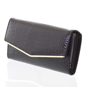 Dámská kožená lakovaná peněženka černá - Loren Aubrey