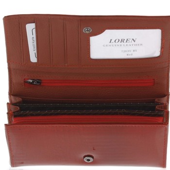Střední kožená lakovaná dámská peněženka červená - Loren 72035RS