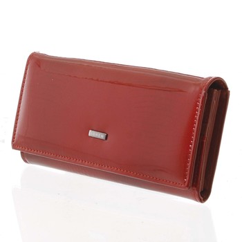 Elegantní lakovaná kožená červená peněženka - Loren 037RS