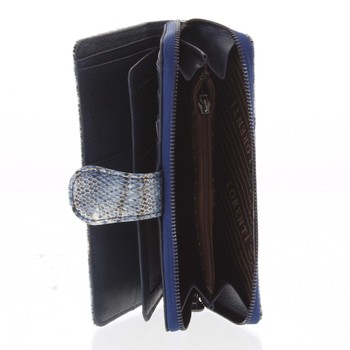 Luxusní hadí kožená modrá peněženka s odleskem - Lorenti 116SK