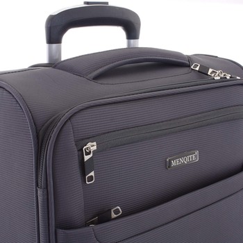 Nadčasový lehký látkový cestovní kufr šedý - Menqite Timeless M