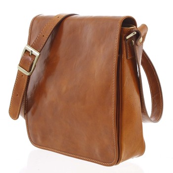 Pánská luxusní kožená taška přes rameno světle hnědá - ItalY Jamar