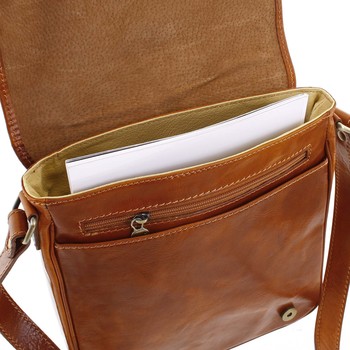 Pánská luxusní kožená taška přes rameno světle hnědá - ItalY Jamar
