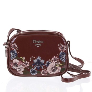 Originální dámská lesklá crossbody kabelka tmavá vínová - David Jones Fayanna