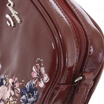 Originální dámská lesklá crossbody kabelka tmavá vínová - David Jones Fayanna