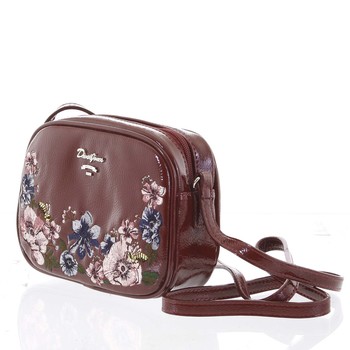 Originální dámská lesklá crossbody kabelka tmavá vínová - David Jones Fayanna