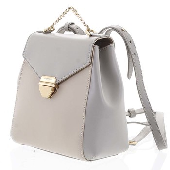 Malý luxusní kožený šedo pískový batůžek/kabelka - Hexagona Zondra