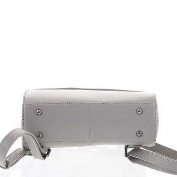 Dámský pevný elegantní kožený batoh světle šedý - Hexagona Zoel