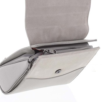 Dámský pevný elegantní kožený batoh světle šedý - Hexagona Zoel