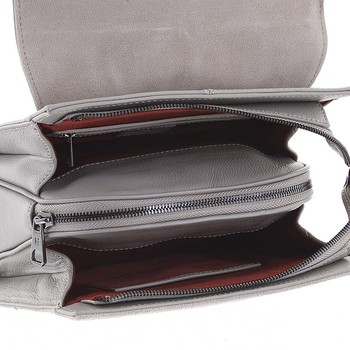 Dámský pevný elegantní kožený batoh světle šedý - Hexagona Zoel