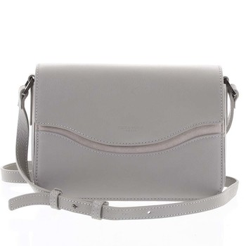 Elegantní dámská kožená světle šedá crossbody kabelka - Hexagona Zsofia