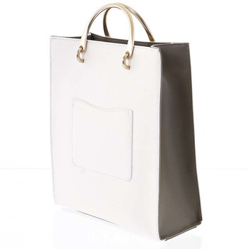 Luxusní dámská kožená bílo olivová kabelka do ruky - Hexagona Zenia