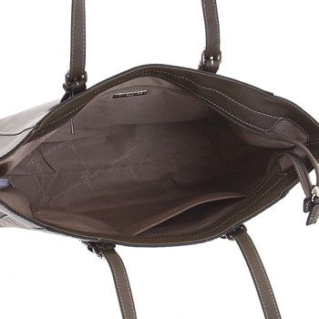 Exkluzivní saffianová dámská kabelka se vzorem tmavá taupe - David Jones Melusina