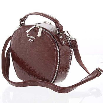 Exkluzivní dámská lesklá crossbody kabelka tmavě vínová - David Jones Lucile