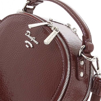 Exkluzivní dámská lesklá crossbody kabelka tmavě vínová - David Jones Lucile