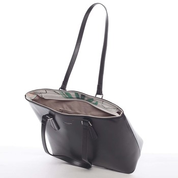 Velká elegantní hladká dámská černá kabelka - David Jones Emely