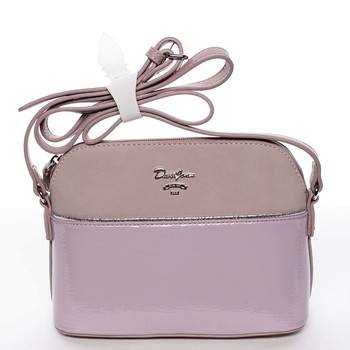 Malá světle fialová pololakovaná crossbody kabelka - David Jones Kaori