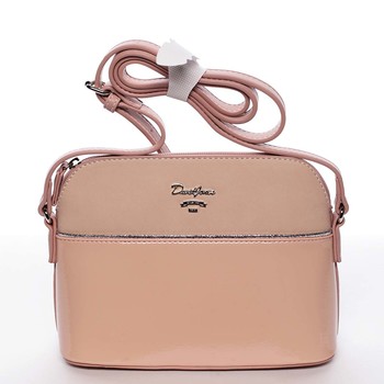 Malá růžová pololakovaná crossbody kabelka - David Jones Kaori