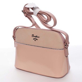 Malá růžová pololakovaná crossbody kabelka - David Jones Kaori