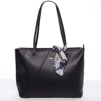 Velká elegantní a originální dámská černá kabelka přes rameno - David Jones Keiko