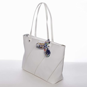 Velká elegantní a originální dámská bílá kabelka přes rameno - David Jones Keiko