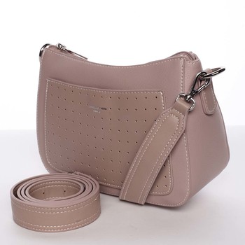 Dámská prostorná crossbody kabelka starorůžová - David Jones Kiara