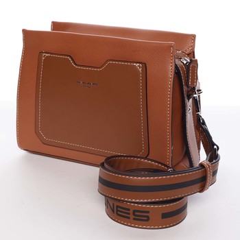 Dámská koňaková crossbody kabelka s kapsičkou - David Jones Angeli