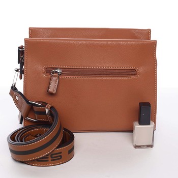 Dámská koňaková crossbody kabelka s kapsičkou - David Jones Angeli