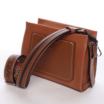 Dámská koňaková crossbody kabelka s kapsičkou - David Jones Angeli