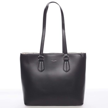 Velká elegantní hladká dámská černá kabelka - David Jones Emely