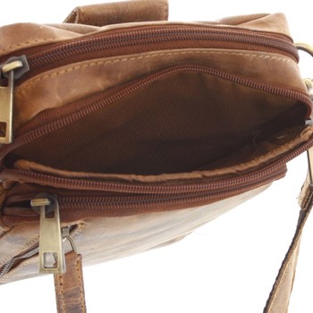 Přírodní hnědá pánská kožená taška na doklady - Tomas Svemir