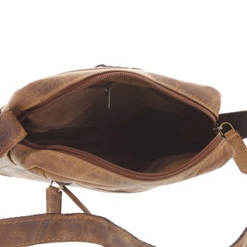 Přírodní hnědá pánská kožená crossbody taška - Tomas Eluigwe