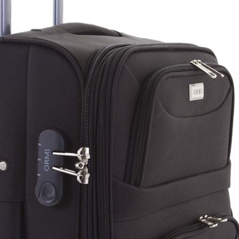 Klasický látkový černý cestovní kufr sada - Ormi Stof S, M, L