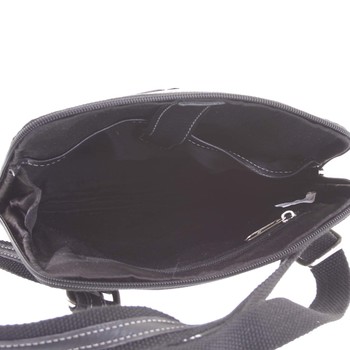 Černá prošívaná pánská kožená taška přes rameno - Sendi Design Hans