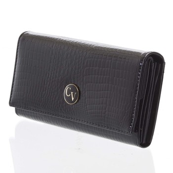 Dámská peněženka kožená lakovaná černá - Cavaldi H221