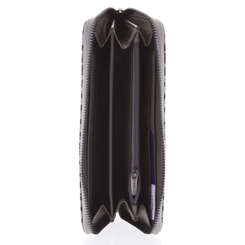 Luxusní dámská kožená peněženka pouzdro černo-šedé - Rovicky 77006
