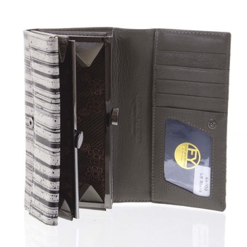 Elegantní dámská kožená peněženka černo-šedá - Rovicky 64003