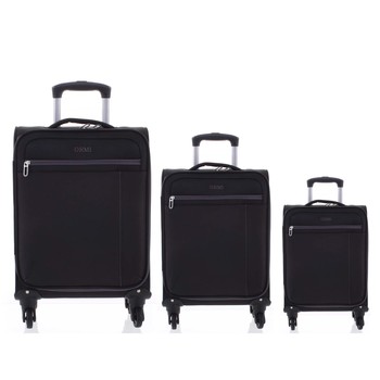 Kvalitní elegantní látkový černý cestovní kufr sada - Ormi Mada L, M, S