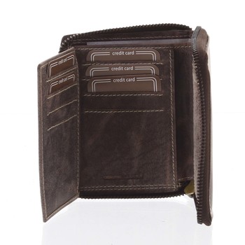 Pánská kožená peněženka na zip hnědá - BUFFALO Judah