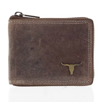 Pánská kožená peněženka na zip světlejší hnědá - BUFFALO Talehot