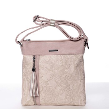 Originální a módní růžová crossbody kabelka se vzorem - Silvia Rosa Vania 