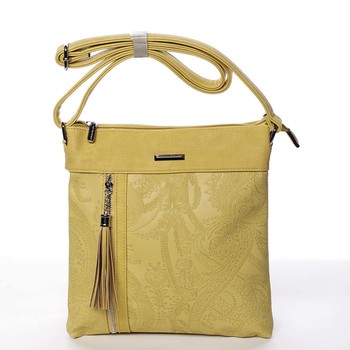 Originální a módní žlutá crossbody kabelka se vzorem - Silvia Rosa Vania 